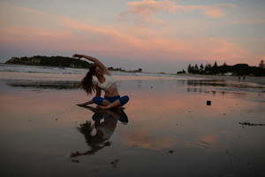 Sunset yoga side bend Christina Buckley
